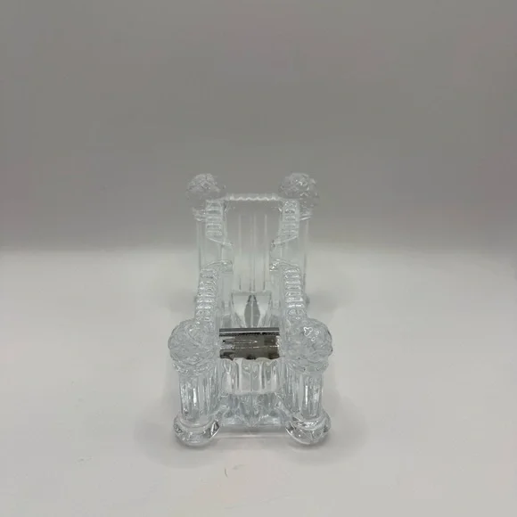 Vintage Clear Glass Lead Crystal Tape Dispenser Desk Accessory - Picture 3 of 8